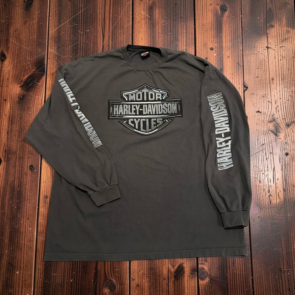Harley-Davidson Salt Lake City Utah Long Sleeve Graphic T-Shirt Gray 3XL Mens